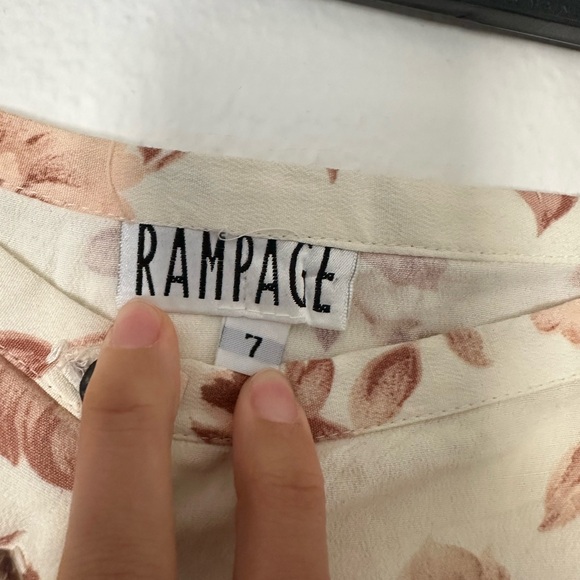 Rare Vintage Rampage Floral Cream and Pink Brown Women's Skirt Split Buttons - Picture 5 of 7